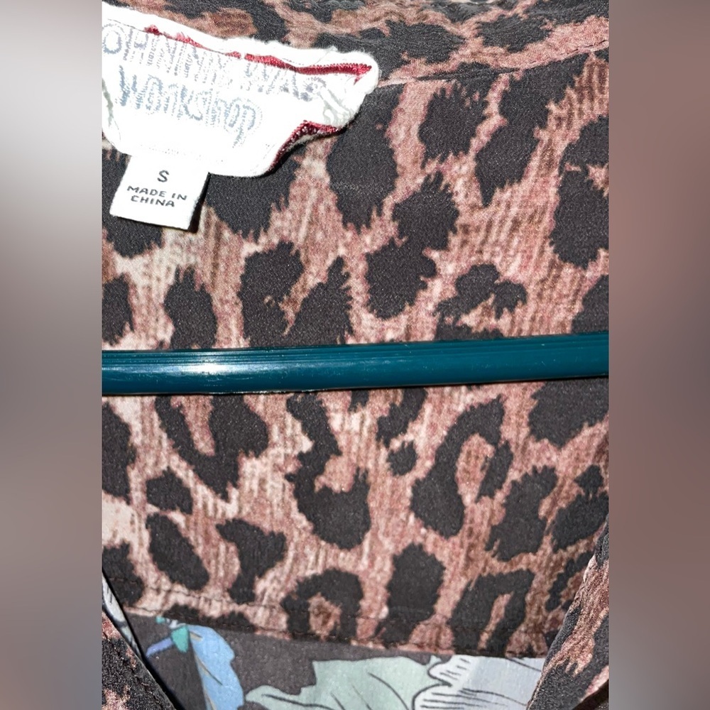 New! Johnny Was Arabella Relaxed Overshirt Tunic Leopard Floral Silk Dress ๐ค S - Picture 15 of 16